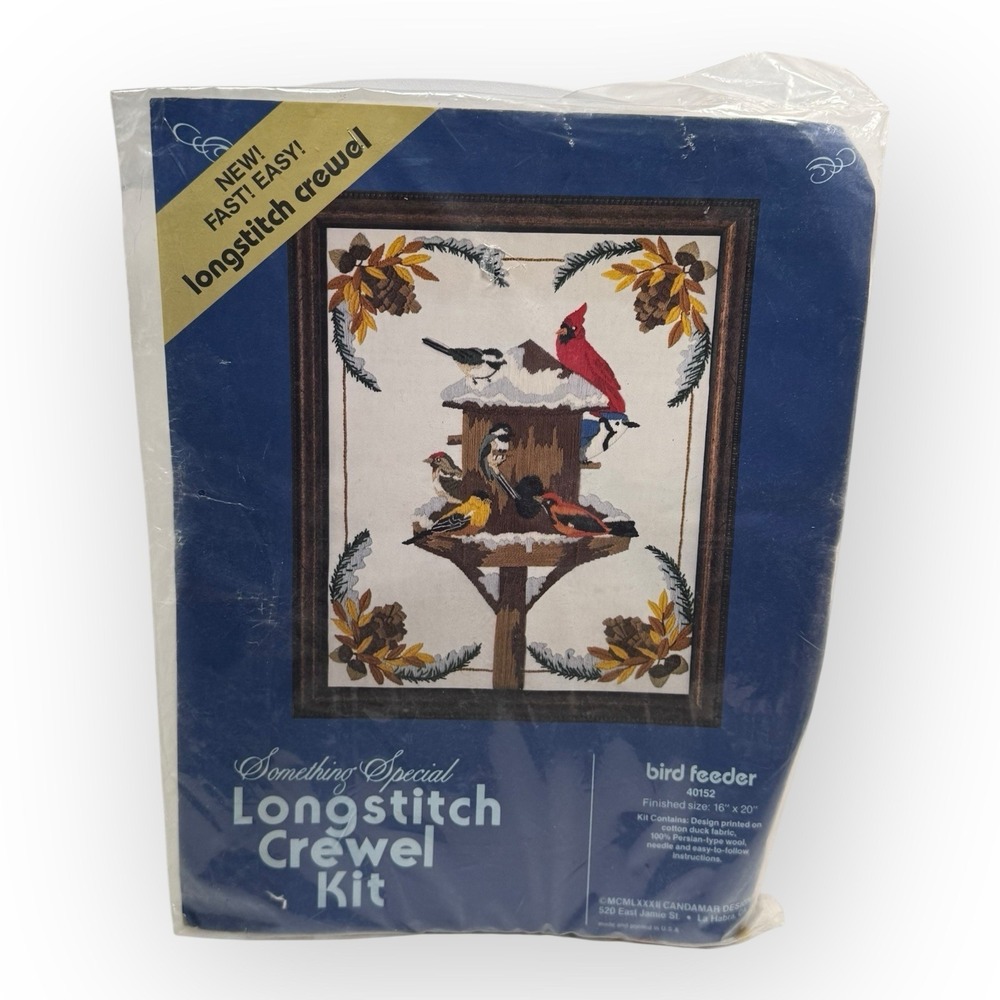 NOS 1982 Candamar Something Special Bird Feeder‎ Longstitch Kit #40152 Winter